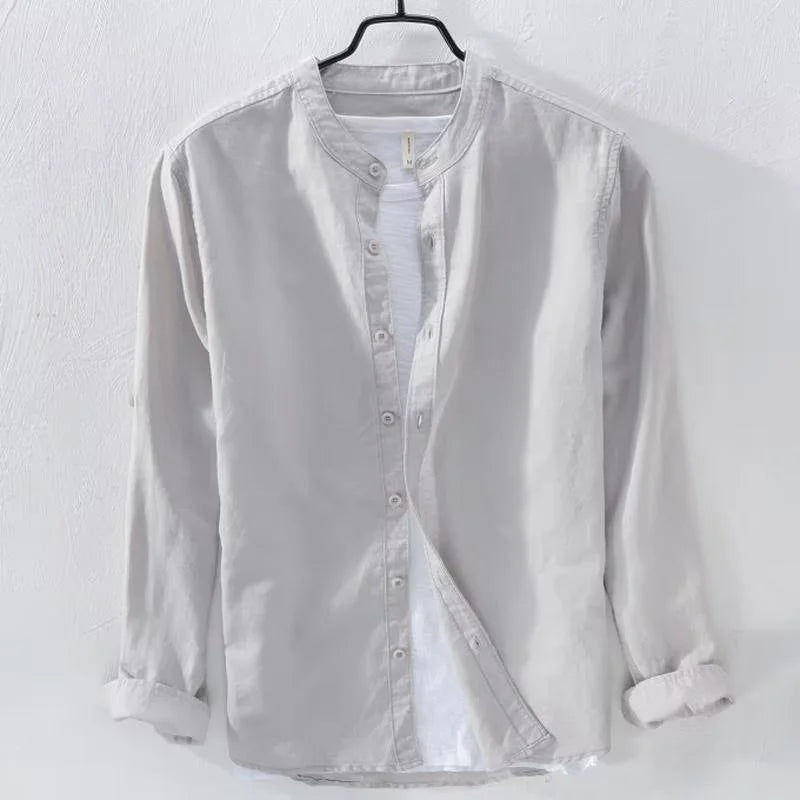 Men's Vintage Stand Collar Linen Blend Comfy Shirt