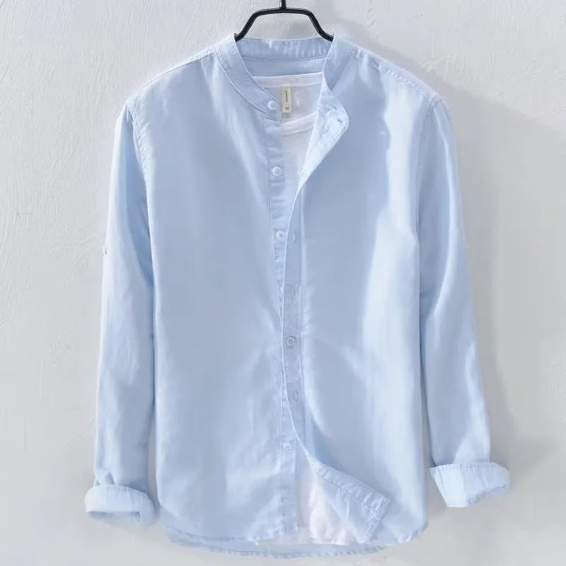 Men's Vintage Stand Collar Linen Blend Comfy Shirt