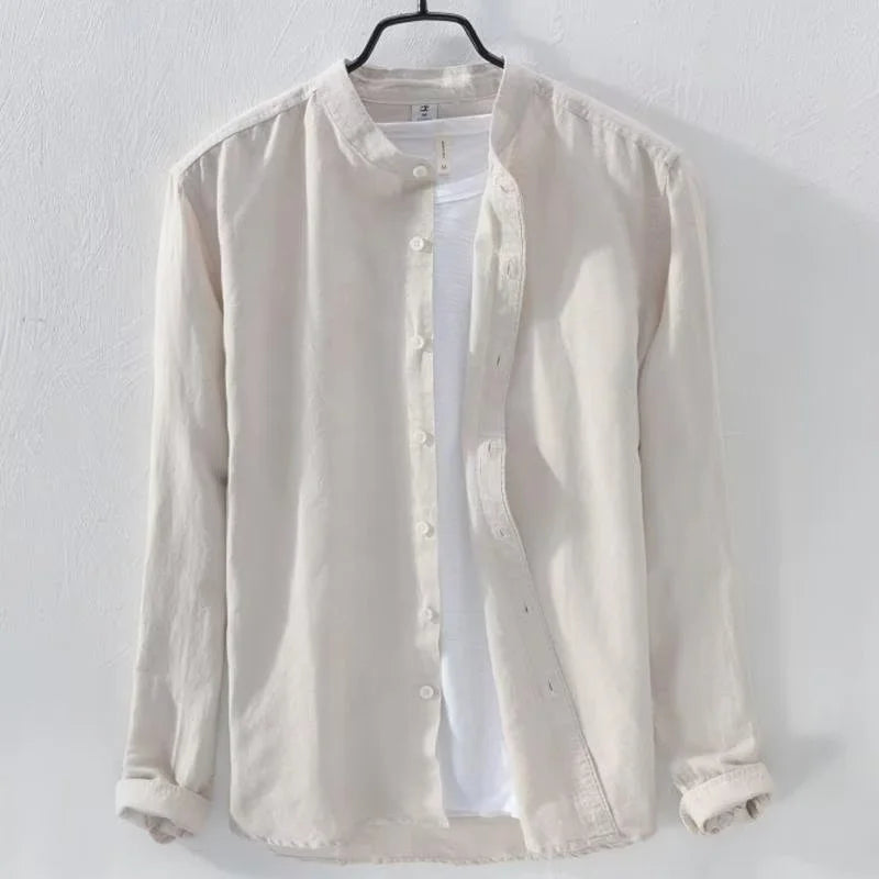Men's Vintage Stand Collar Linen Blend Comfy Shirt