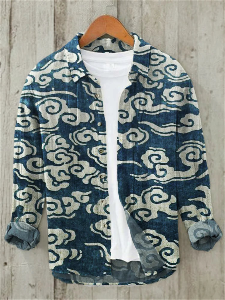 Clouds Japanese Lino Art Linen Blend Shirt