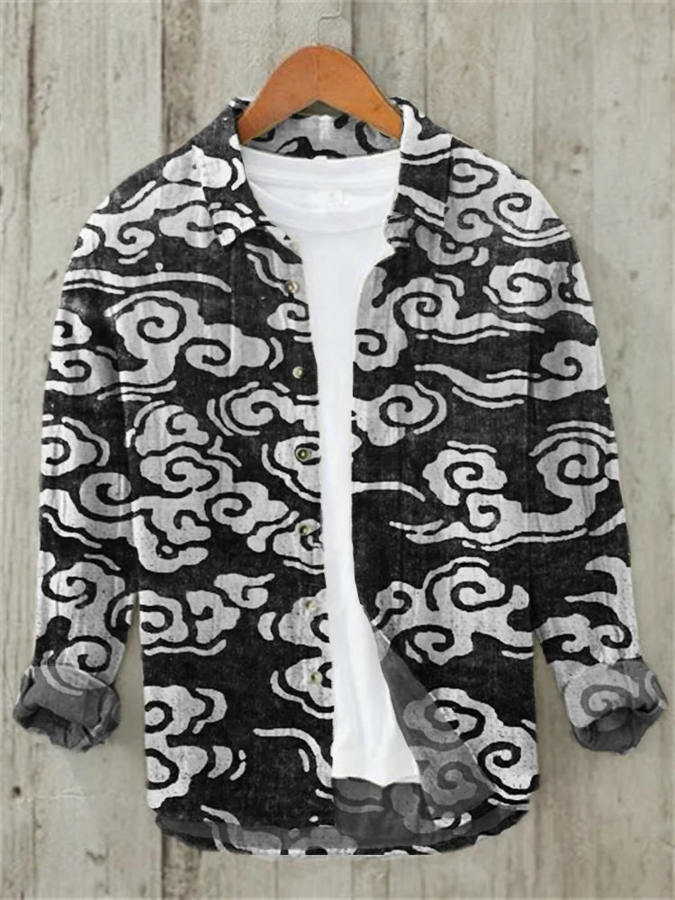 Clouds Japanese Lino Art Linen Blend Shirt