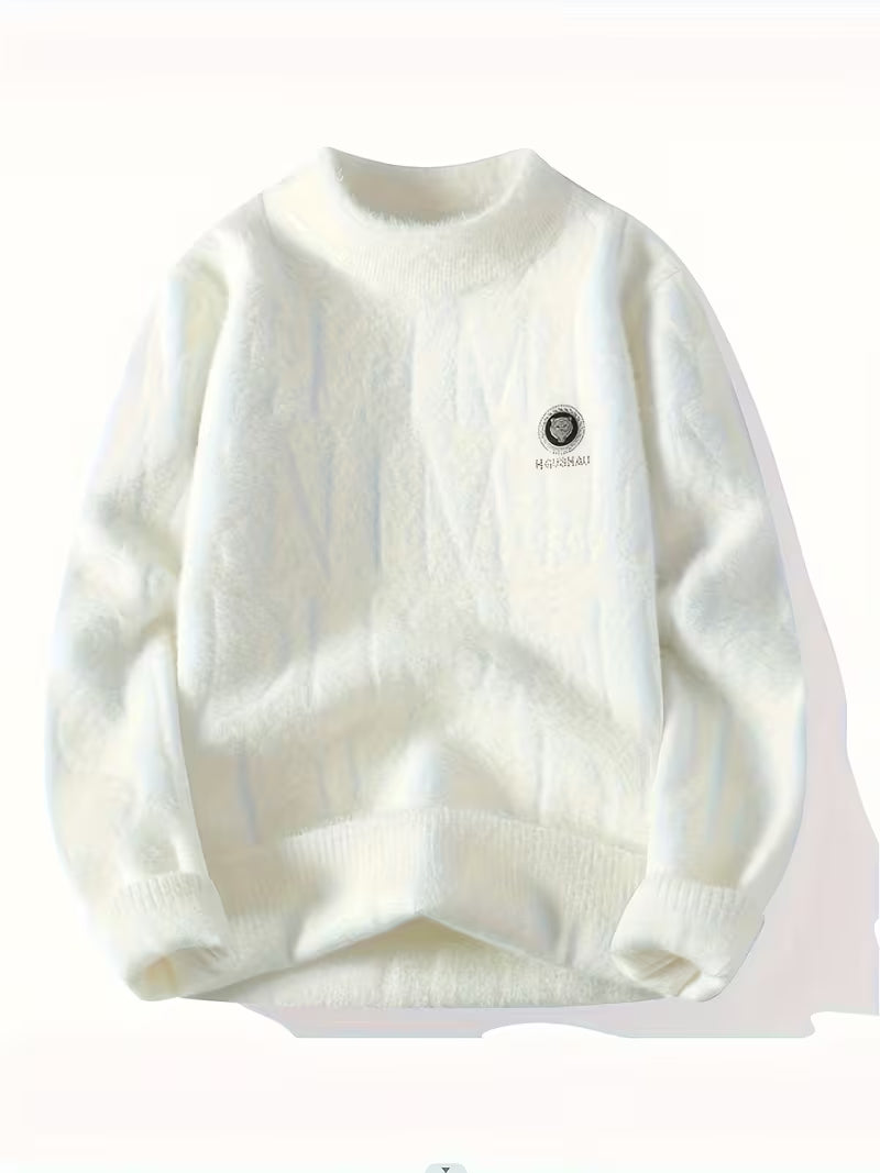 Captain Shirt Men’s Thick Tiger Embossed Winter Knit Sweater Pullover