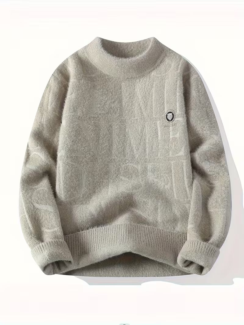 Captain Shirt Men’s Thick Tiger Embossed Winter Knit Sweater Pullover