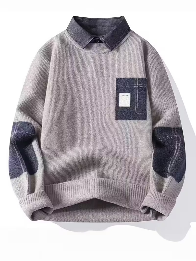 Captain Shirt Men’s Thick Winter Color-Block Sweater Jacket