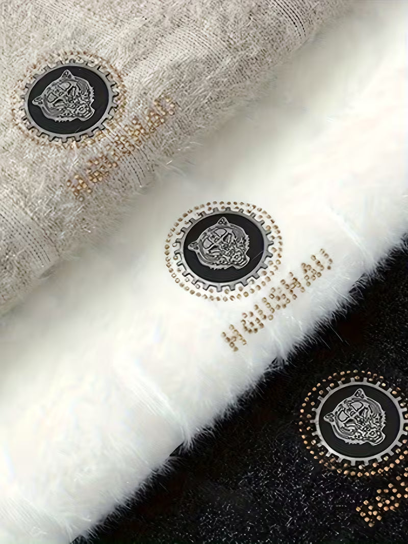 Captain Shirt Men’s Thick Tiger Embossed Winter Knit Sweater Pullover