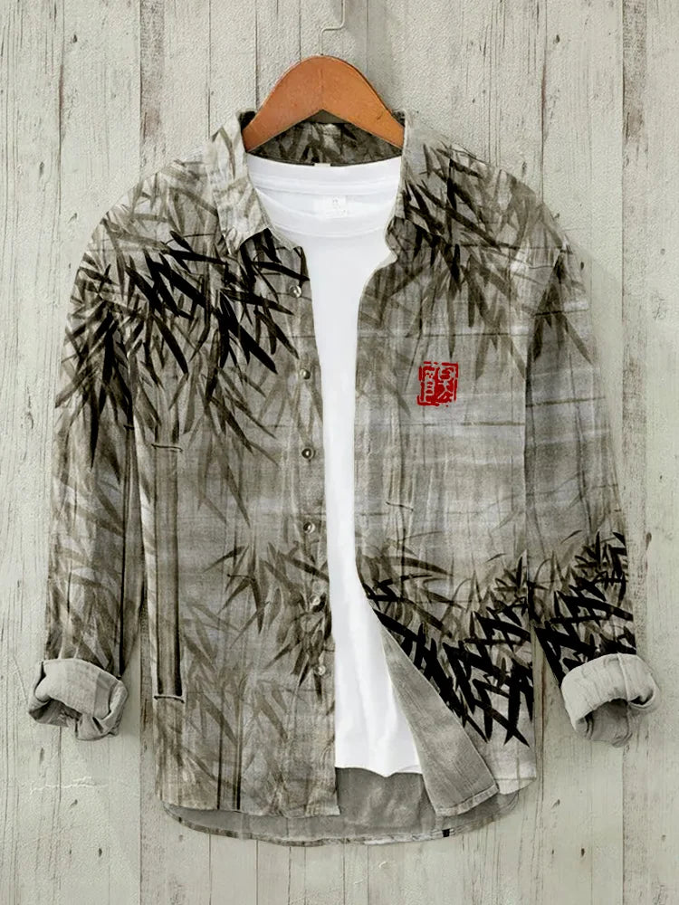 Bamboo Forest Japanese Art Linen Blend Blouse